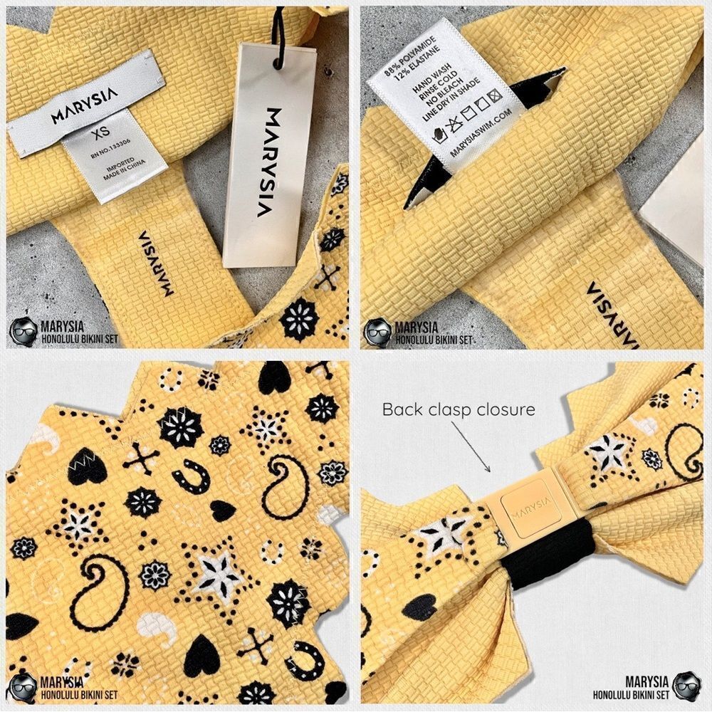 MARYSIA SWIM HONOLULU STRAPLESS ZIGZAG BIKINI SET IN BANANA BANDANA YELLOW NEW - Picture 12 of 15